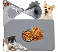 PARENCE.- Tapis en Silicone Antidérapant pour Gamelles - Imperméable et Facile à Nettoyer - Protège Le Sol des Taches - Accessoire pour Chiens et Chats - Couleur Aléatoire 47,5 x 29,5 cm