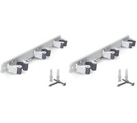 PARENCE.- Triple Support Mural à Visser pour Balais et Accessoires - Accroche Balai 3 Supports + 2 Crochets - 37cm (Lot de 2)