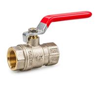 PARENCE. Vanne à Sphère 1/2" en Métal - Robinet d’Arrêt à Boisseau Sphérique Plein Passage - Double Filetage Femelle 15/21 - Levier Rouge - Pour Eau, Plomberie et Irrigation