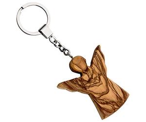 Parent 10031 Porte-clés en bois d'olivier, Ange, ca. 6 x 5 x 1,5 cm