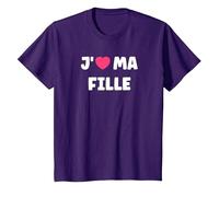 Parent drôle Enfant J'aime Ma Fille T-Shirt, Enfant, Violet, 6 Ans