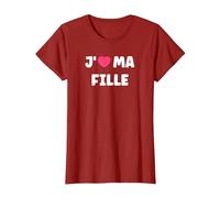 Parent drôle Enfant J'aime Ma Fille T-Shirt, Femme, Canneberge, 3XL