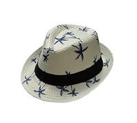 Parent-enfant plage vent voyage papier imprimé chapeau jazz côtier chapeau de soleil casquette garçon, Blanc., taille unique