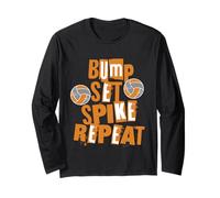 Parents Filles Volleyball Bump Set Spike Repeat Orange & Gris Manche Longue