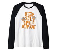 Parents Filles Volleyball Bump Set Spike Repeat Orange & Gris Manche Raglan