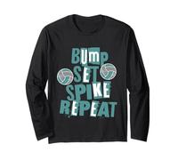 Parents Filles Volleyball Bump Set Spike Repeat Teal & Grey Manche Longue