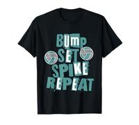 Parents Filles Volleyball Bump Set Spike Repeat Teal & Grey T-Shirt