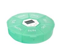 Parents - Organisateur de médicaments rond avec minuterie et 7 compartiments, récipient pour médicaments avec rappel pour une utilisation quotidienne | Organiser le travail en plein air et l'hôpital