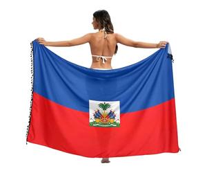 Paréo à franges pour femme, motif drapeau des Émirats arabes unis, paréo de piscine, paréo long pour femme, Drapeau Haïti, Medium