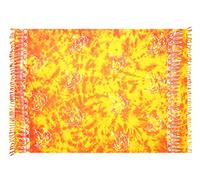 Paréo Drap de Plage Femme ou Robe Serviette et Robe Portefeuille Femme Fait Main à partir de Production équitable Batik Dauphins Orange