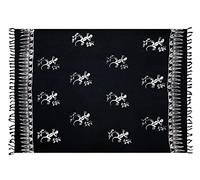 Paréo Drap de Plage Femme Portefeuille ou Robe Serviette et Robe Portefeuille Femme Fait Main à partir de Production équitable Batik Noir Gecko