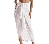 Pareo Femme Bohème Wrap de Plage Jupes Grande Taille Cache-Maillots et Sarongs Couverture de Bikini Longs Jupe de Plage Maillot De Bain Cover Up à Glands