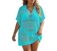 Pareo Femme Plage,Cache-Maillot De Bain Grande Taille en Crochet Robe De Plage à Manches Courtes