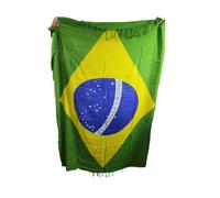 Pareo mer drapeau Brésil fleur en coton Rayon, 165 x 120 cm avec Frange + 1 amulette
