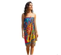 Paréo Plage Femme Marron & Rose Fleurs 150x100 cm - Léger & Fluide - Vacances 150 cm