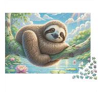 Paresseux 1000 Pièces Puzzle Impossible Belle Décoration Familiale Paresseux Floating on Lily Pad Puzzles Jouets De Jeu pour La Famille 52x38cm/1000pcs