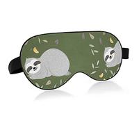 Paresseux avec des feuilles tombantes allongées sur des masques pour les yeux verts Blocs de couverture Masque de sommeil léger Couverture d'ombre avec bandeau pour les yeux relaxant avec sangle de tê