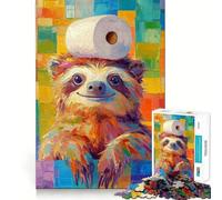 Paresseux avec Papier Toilette Puzzle 1000 pièces pour Adultes Jeu de réflexion Activité ludique à Partager Découpe de précision Décoration Artistique 38x52cm