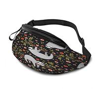 Paresseux Casual Taille Sac pour Hommes Femme Drôle Dessin Animé Animal Mignon Paresseux sur l'arbre Jungle Belle Fleur Branche Durable Fanny Pack Profiter du Sport Randonnée Courir Cyclisme en Plei