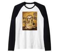 Paresseux Mignon Mangeant des Nouilles Ramen drôles Japon Manche Raglan
