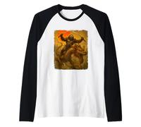 Paresseux Ninja équitation Dragon Japonais Samouraï Combat Ukiyo-e Manche Raglan
