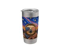 Paresseux portant des lunettes drapeau américain Gobelet isotherme en acier inoxydable double paroi