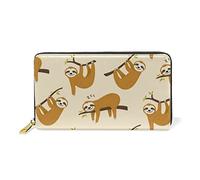 Paresseux Qui Dort Bébé Mignon Portefeuille Zipper Long Bourse en Cuir Véritable avec Titulaire de la Carte de Crédit pour Téléphone Femmes Fille Hommes