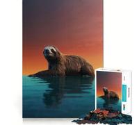 Paresseux Serein au Coucher du Soleil Puzzle pour Adolescents 1000 pièces Jeu de réflexion Relaxant et décontracté Cadeau touchant (38x52cm)