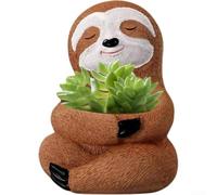 Paresseux succulent décoratif en résine avec drainage, convient pour les plantes aériennes et les petits cactus, ajoute du caractère à la maison et au bureau (marron)