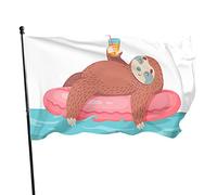 Paresseux sur tube gonflable drapeau de jardin 0,9 x 1,5 m sourire visage animal lent jus d'orange océan eau polyester Yard drapeaux maison patio pelouse intérieur extérieur salutation bannière