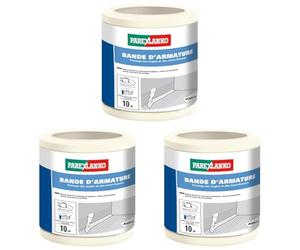 Parexlanko - Bande d’armature - Blanc - Pour pontage des angles et des micro-fissures - Étanche - Idéal pour entourage de douche ou baignoire - 10m (Lot de 3)