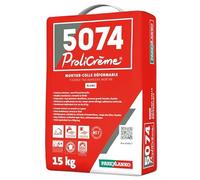 PAREXLANKO - Colle carrelage allégé polyvalent - 5074 PROLICRÈME - Pose de carrelage, murs, sols, façade - Grands carreaux, planchers chauffant - Int/Ext - Consistance normale ou fluide - Blanc - 15kg
