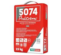 PAREXLANKO - Colle carrelage allégé polyvalent - 5074 PROLICRÈME - Pose de carrelage, murs, sols, façade - Grands carreaux, planchers chauffant - Int/Ext - Consistance normale ou fluide - Gris - 15kg