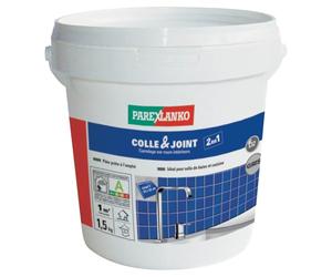 Parexlanko - Colle carrelage et joint en pâte - Colle & Joint 2 en 1 - Gris - Pour mur intérieur - Spécial pièces humides - Prête à l’emploi - 1,5kg