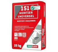 PAREXLANKO - Mortier à maçonner - 151 MORTIER UNIVERSEL - Prêt à gâcher - Montage de parpaings, briques et joints - Intérieur et extérieur - Gris - Sac de 25kg