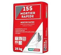 PAREXLANKO - Mortier à maçonner à prise ultra rapide - 155 MORTIER RAPIDE - Prêt à gâcher - Pour scellements, rebouchage, joints - Int/Ext - Efficace même par temps froid - Gris foncé - Sac de 25kg