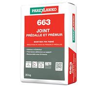 PAREXLANKO - Mortier fibré - 663 JOINT PRÉDALLE ET PRÉMUR, Gris clair, 25kg | Mortier de rebouchage - Joints prédalles et prémurs - Intérieur/extérieur - Recouvrable sous 24h - Haute résistance