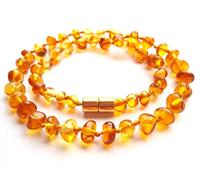 Parfait ambre collier 35 cm.Fermoir magnétique sécurisé.100% Plus Haute Qualite Certifie l'Ambre la Baltique Authentique Collier Perles.Amberta®.Quatre types de couleurs.(Miel)