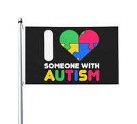 Parfait Drapeau De Jardin 90X150Cm J'Aime Quelqu'Un Qui Est Autiste Drapeau Personnalisé Résistants Aux Intempéries Drapeaux Pour Terrasse, Décoration D'Halloween, Jardin