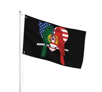 Parfait Drapeaux Bannières 90X150Cm Le Perroquet Portugais Aime Le Cœur Américain Pirate Drapeau Résistants Aux Intempéries Drapeau D'Extérieur Pour Terrasse, Festival, Jardin