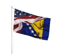 Parfait Drapeaux Personnalisé 90X150Cm Américain Et Bosniaque Pirate Drapeau L’Extérieur Drapeaux Bannières Pour Jardin, Terrasse, Cadeau D'Anniversaire