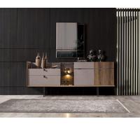 Parfait Ensemble de salle à manger Designer Buffet LED Verre moderne Miroir 2pcs JVmoebel