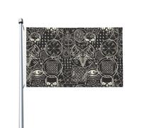 Parfait Pirate Drapeaux 90X150Cm Tête De Chèvre Satanique De Baphomet, Démon Occulte Drapeau De Jardin Résistants Aux Intempéries Drapeau Personnalisé Pour Terrasse, Cadeau D'Anniversaire