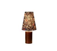 Parfait Retro Floral Table Lamp Bedroom Wooden Bedside Fabric Night Light Three-color Change Décor