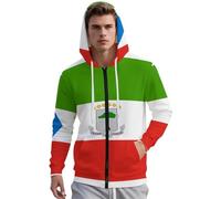 Parfait Sport Décontracté Sweat Shirt Imprimé Guinée Équatoriale Drapeau Capuche Double Zip Homme Confortable Large Grand Poche Avant Classique Versatile Style Street Léger Chaleur Résiste Bouloche