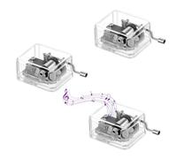 PARFCO 3 Pièces Boite a Musique, Transparent Boîte Musique Manivelle, Acrylique Mini Boîte à Musique Vintage, Propose Trois Types de Chansons, pour Décoration, Cadeaux et Commémoration