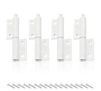 PARFCO 4 Paires Paumelles de Porte Blanc, Charnière Porte en Aluminio Haute Résistance, Gond Porte avec 24 Vis, pour Porte, Placard et Fenêtre