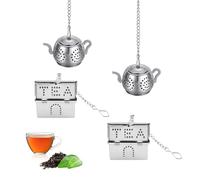 PARFCO 4 Pièces Infuseur à Thé, Acier Inoxydable 304 Boule a Thé, avec Chaîne Allongée Filtres à Thé, Forme Maison et Pot Rond, pour Théières, Tasses à Thé, Cadeaux