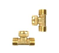 PARFCO Pièce en T Laiton, 2 Piece Brass Raccord Té Égal, Raccord D'eau en T, pour Conduites D'eau Chaude et Froide, Salle Bain, Climatiseur