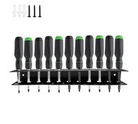 PARFCO Support Tournevis, 40 cm Tournevis Étagère Murale, Noir Support Tournevis Mural avec 21 Trous Ronds et 2 Trous D'Étrier, pour le Garage, la Maison et L'atelier